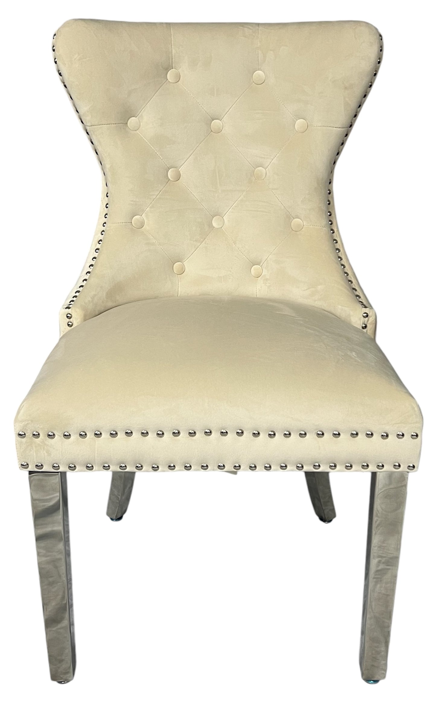 Mayfair Ivory Chair (Lion Knocker/Chrome Legs)
