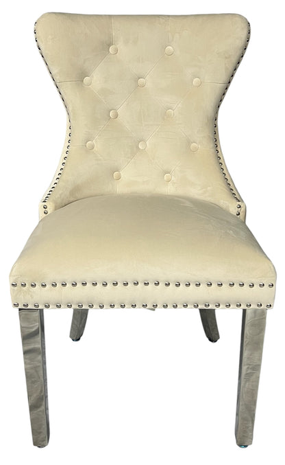 Mayfair Ivory Chair (Lion Knocker/Chrome Legs)
