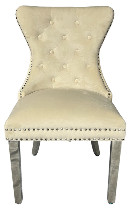 Mayfair Ivory Chair (Lion Knocker/Chrome Legs)