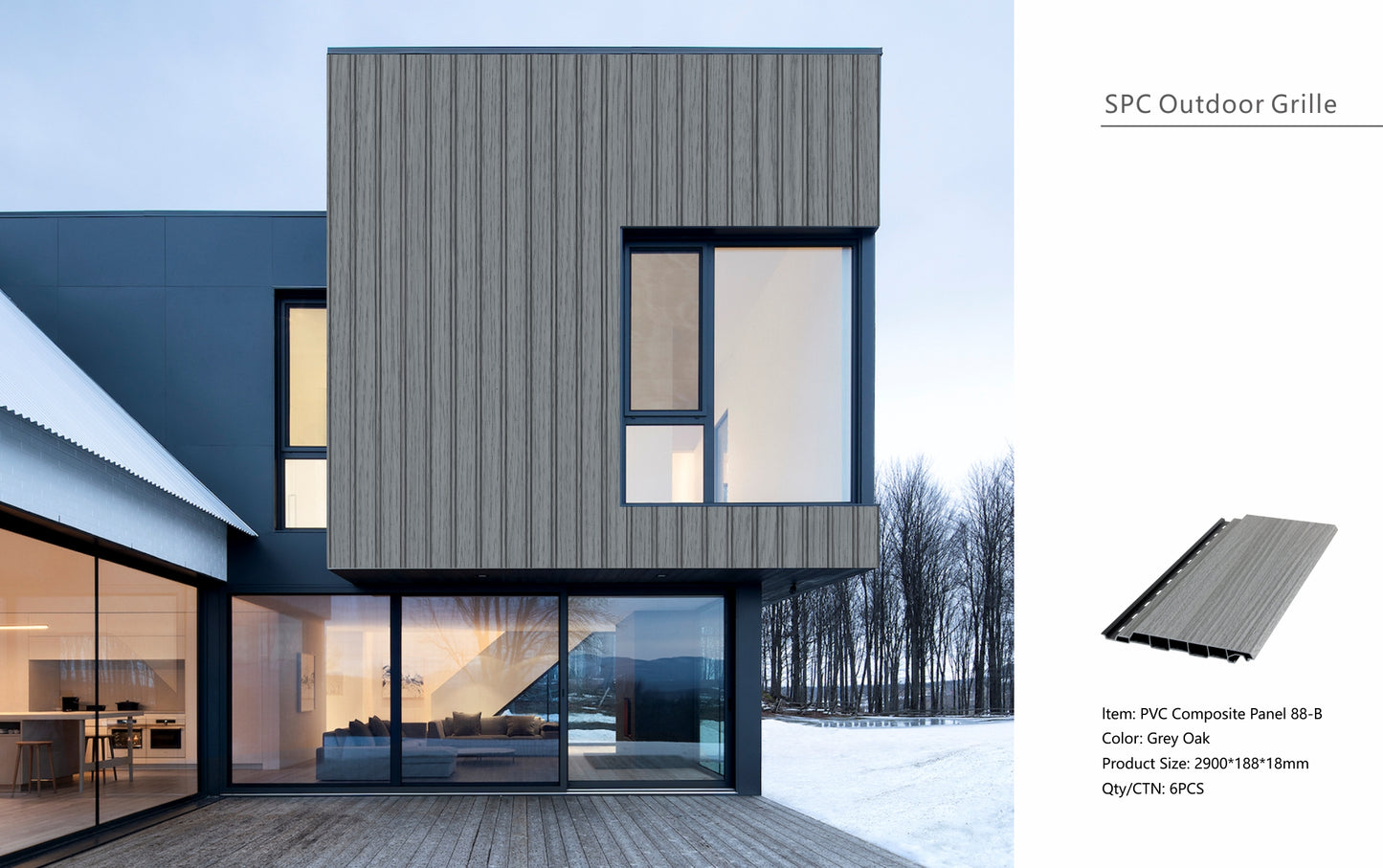 Wall Panel 88B - Grey Oak - Outdoor - 290cm - (1 pack / 6pcs)