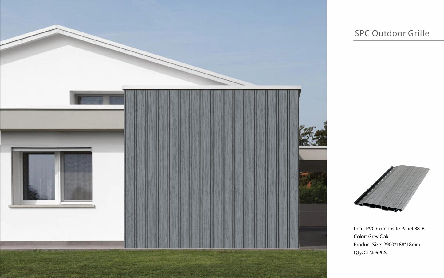 Wall Panel 88B - Grey Oak - Outdoor - 290cm - (1 pack / 6pcs)