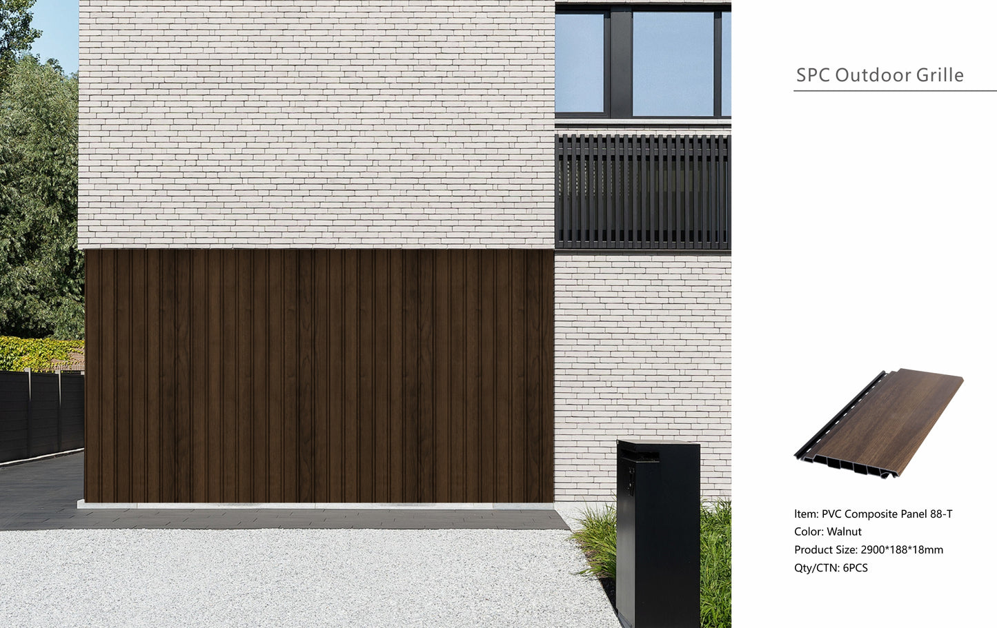 Wall Panel 88T - Walnut - Outdoor - 290cm - (1 pack / 6pcs)
