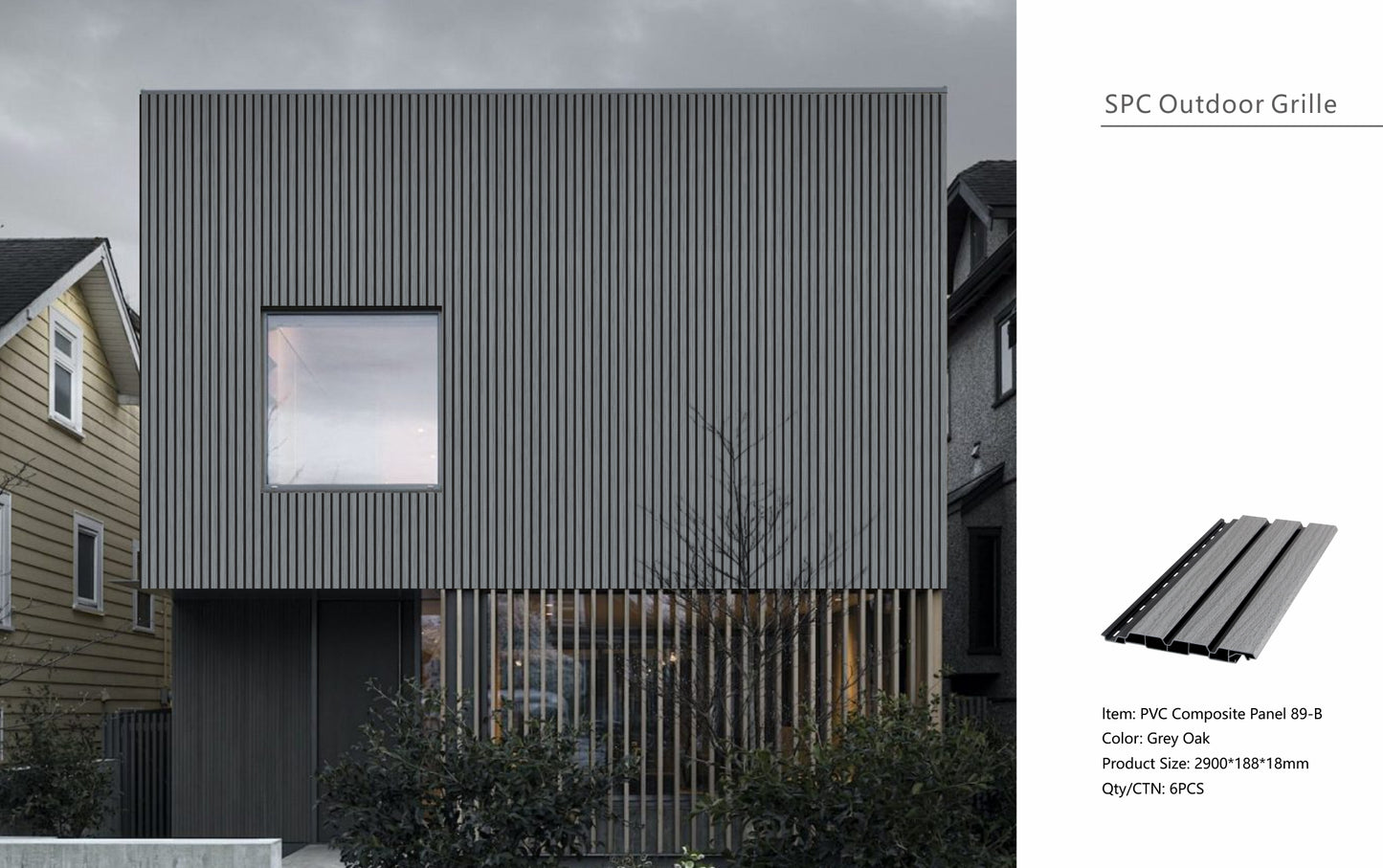 Wall Panel 89B - Grey Oak - Outdoor - 290cm - (1 pack / 6pcs)