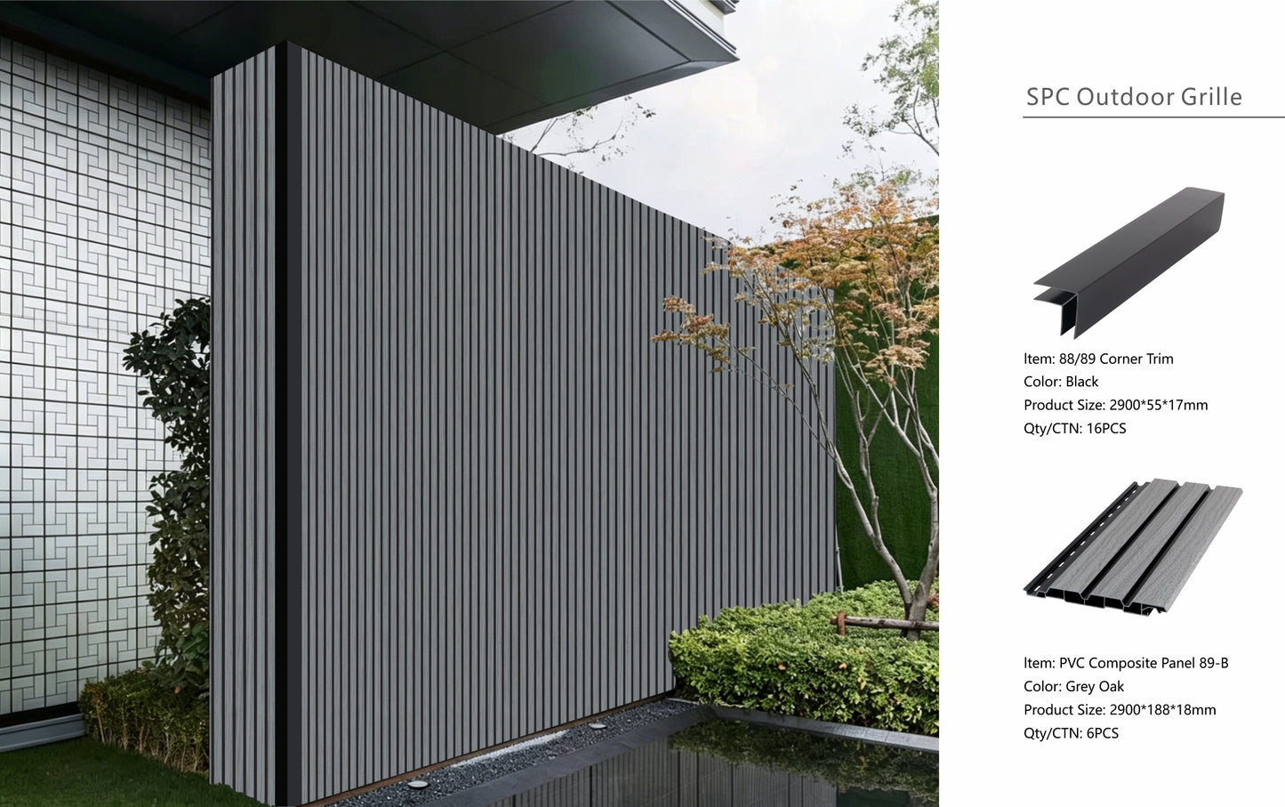 Wall Panel 89B - Grey Oak - Outdoor - 290cm - (1 pack / 6pcs)