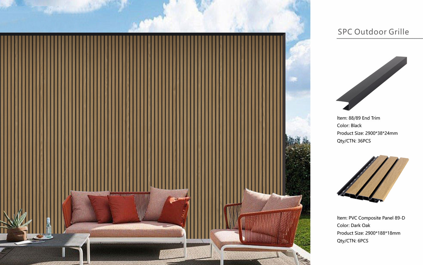 Wall Panel 89D - Dark Oak - Outdoor - 290cm - (1 pack / 6pcs)