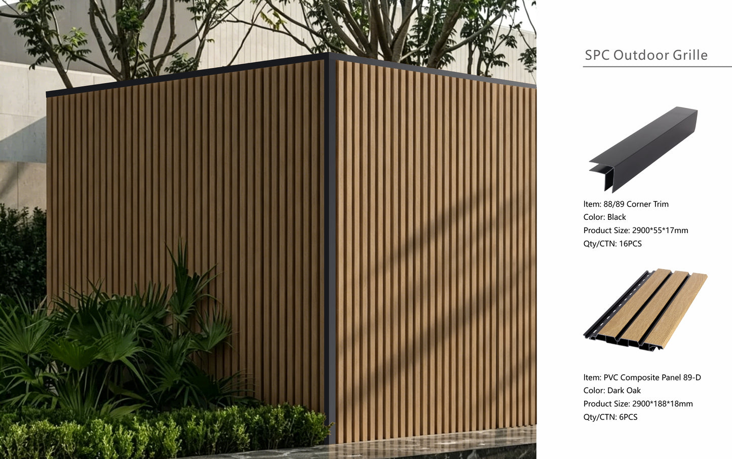 Wall Panel 89D - Dark Oak - Outdoor - 290cm - (1 pack / 6pcs)