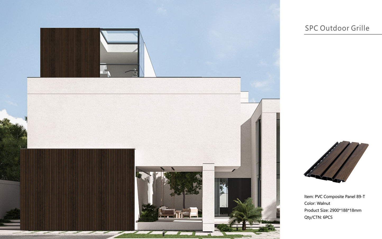 Wall Panel 89T - Walnut - Outdoor - 290cm - (1 pack / 6pcs)