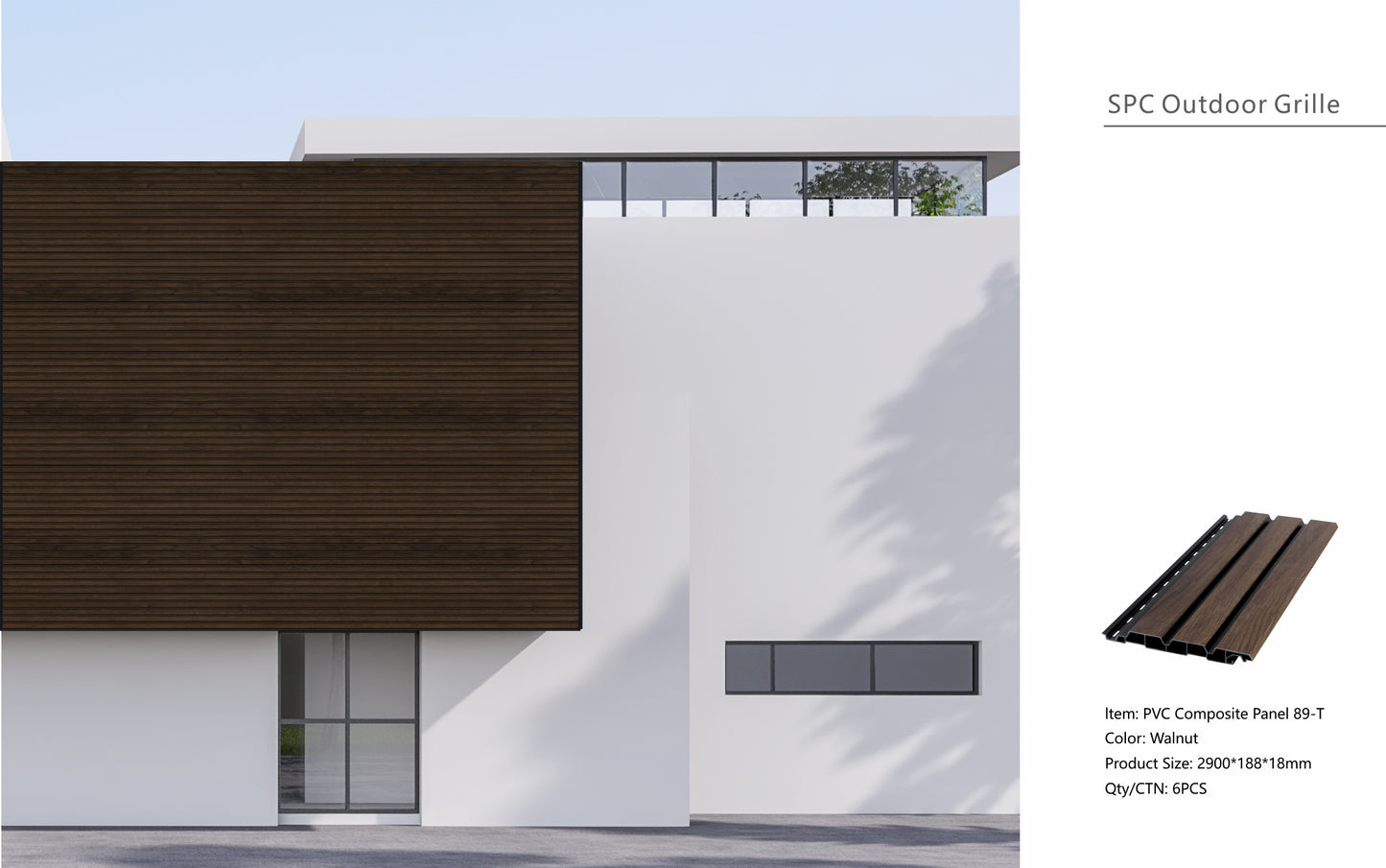 Wall Panel 89T - Walnut - Outdoor - 290cm - (1 pack / 6pcs)