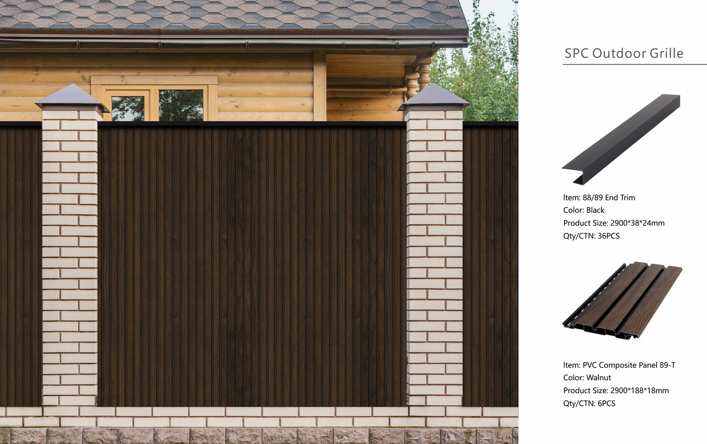 Wall Panel 89T - Walnut - Outdoor - 290cm - (1 pack / 6pcs)