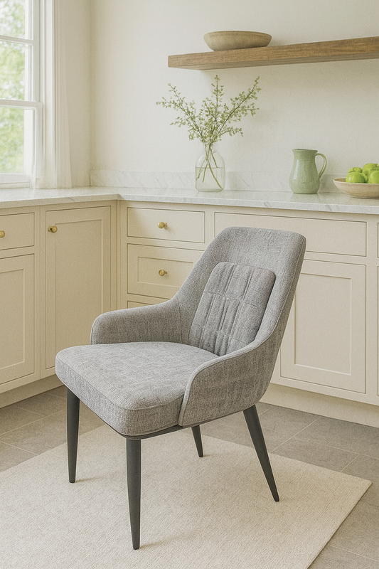 Palma Mix Grey Fabric Chair (Black Legs)