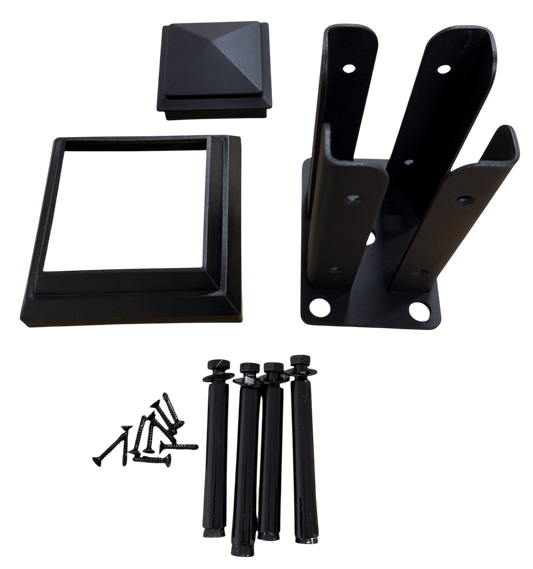 Fence Post Fitting Kit - Black (1 Carton / 4 Sets)