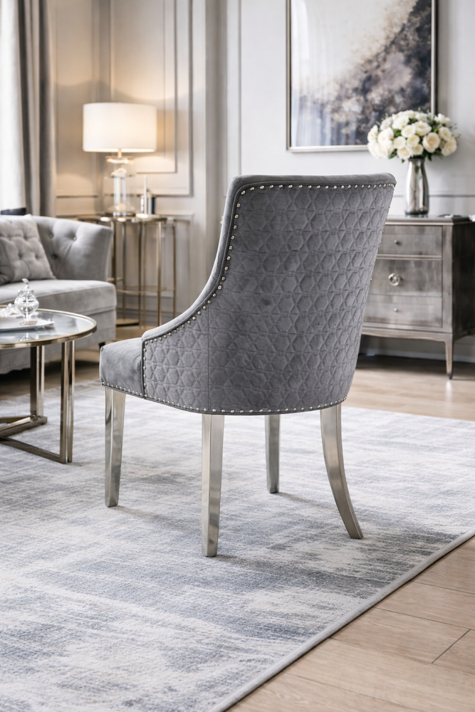 Roma Dark Grey Chair (No Knocker/Chrome Legs)
