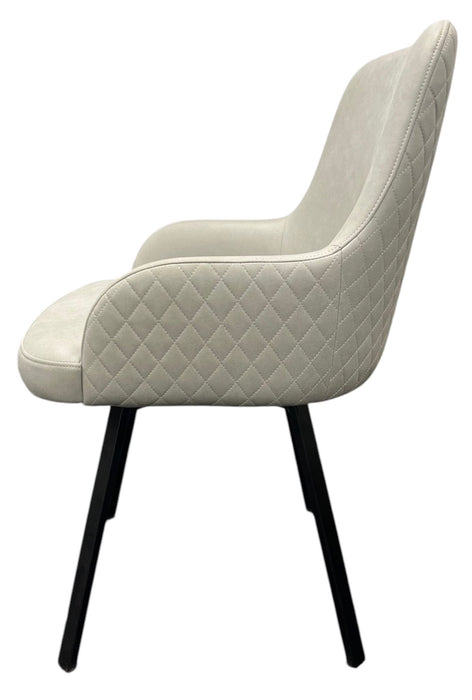 Rose 180º PU Light Grey Chair (Black Legs)