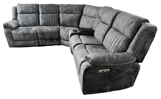 Rose Charcoal 2+1 E-Recliner Corner Sofa (Additional Consoles and Seats)
