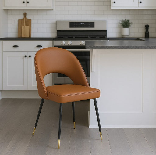 Venice PU Tan Chair (Black Legs)