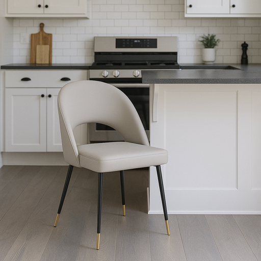Venice PU Grey Chair (Black Legs)