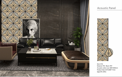 Wall Panel 010B - Antique Metallic Gold - Acoustic - 240cm - (1 pack / 4pcs)