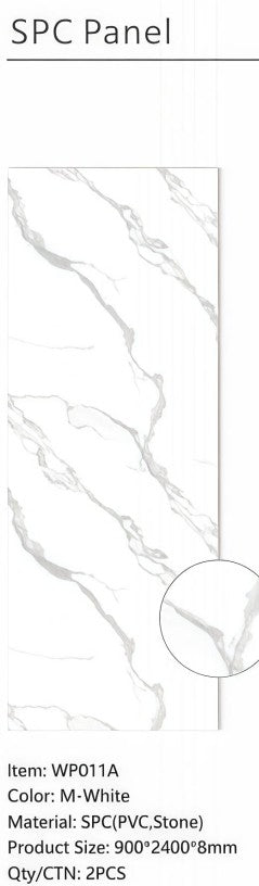 Wall Panel 011A - White Marble - Wall Board - 240cm - (1 pack / 2pcs)