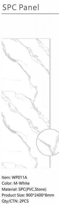 Wall Panel 011A - White Marble - Wall Board - 240cm - (1 pack / 2pcs)