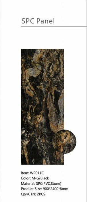 Wall Panel 011C - Gold and Black Marble - Wall Board - 240cm - (1 pack / 2pcs)