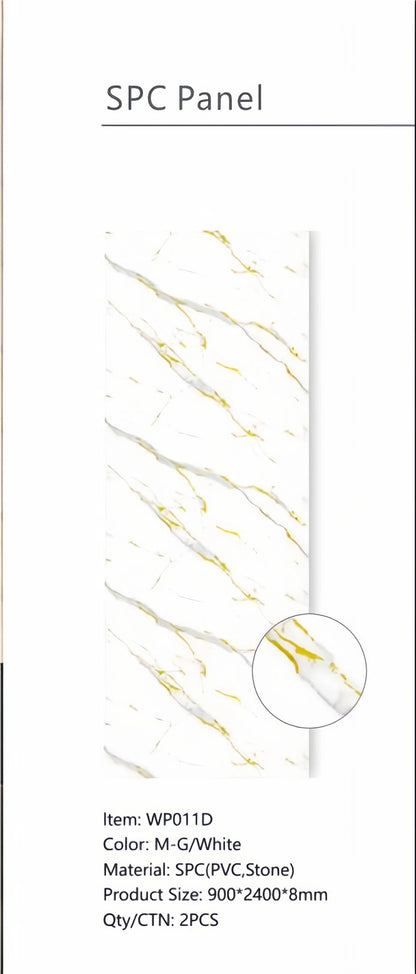 Wall Panel 011D - Gold and White Marble - Wall Board - 240cm - (1 pack / 2pcs)