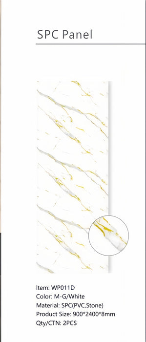 Wall Panel 011D - Gold and White Marble - Wall Board - 240cm - (1 pack / 2pcs)
