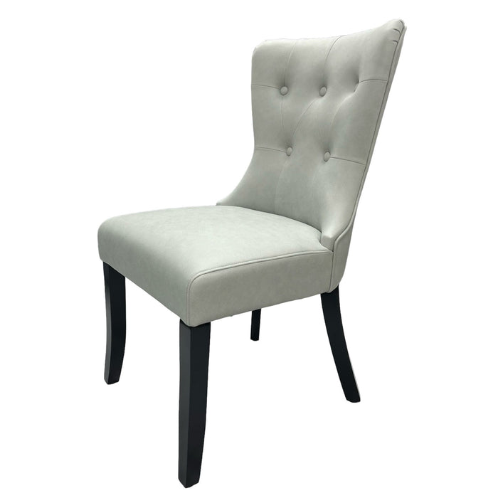 Bentley PU Grey Chair (Black Wooden Legs)