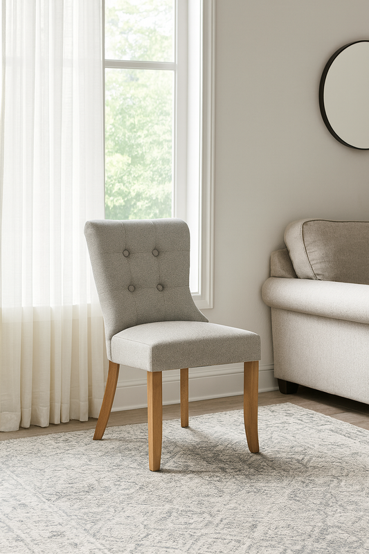 Bentley Beige Chair (Oak Legs)