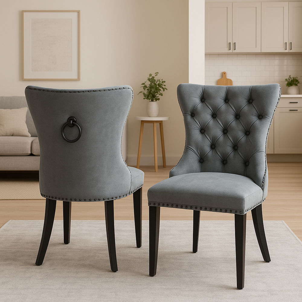 Astra Dark Grey Chair (Black Wooden Legs)