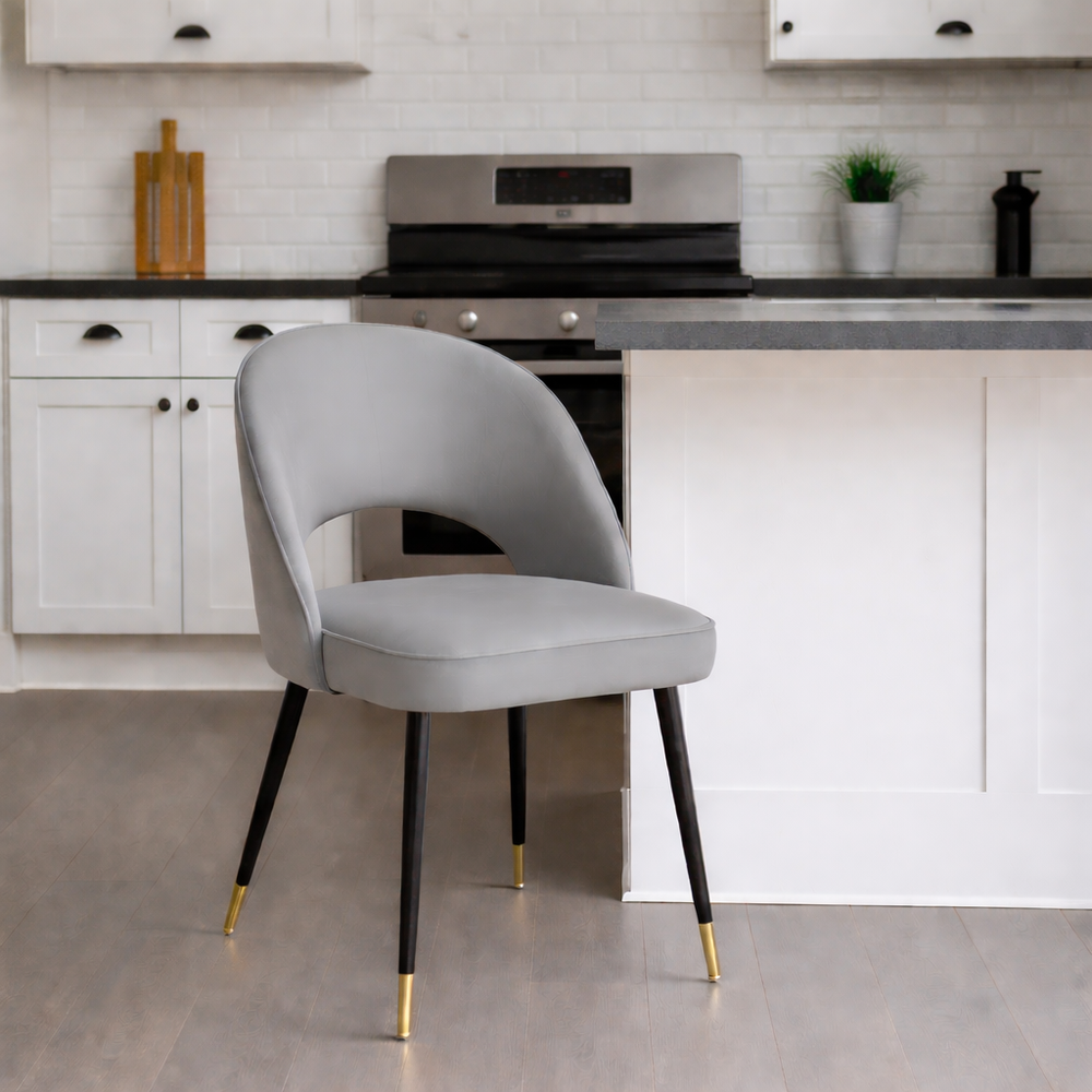 Venice PU Dark Grey Chair (Black Legs)