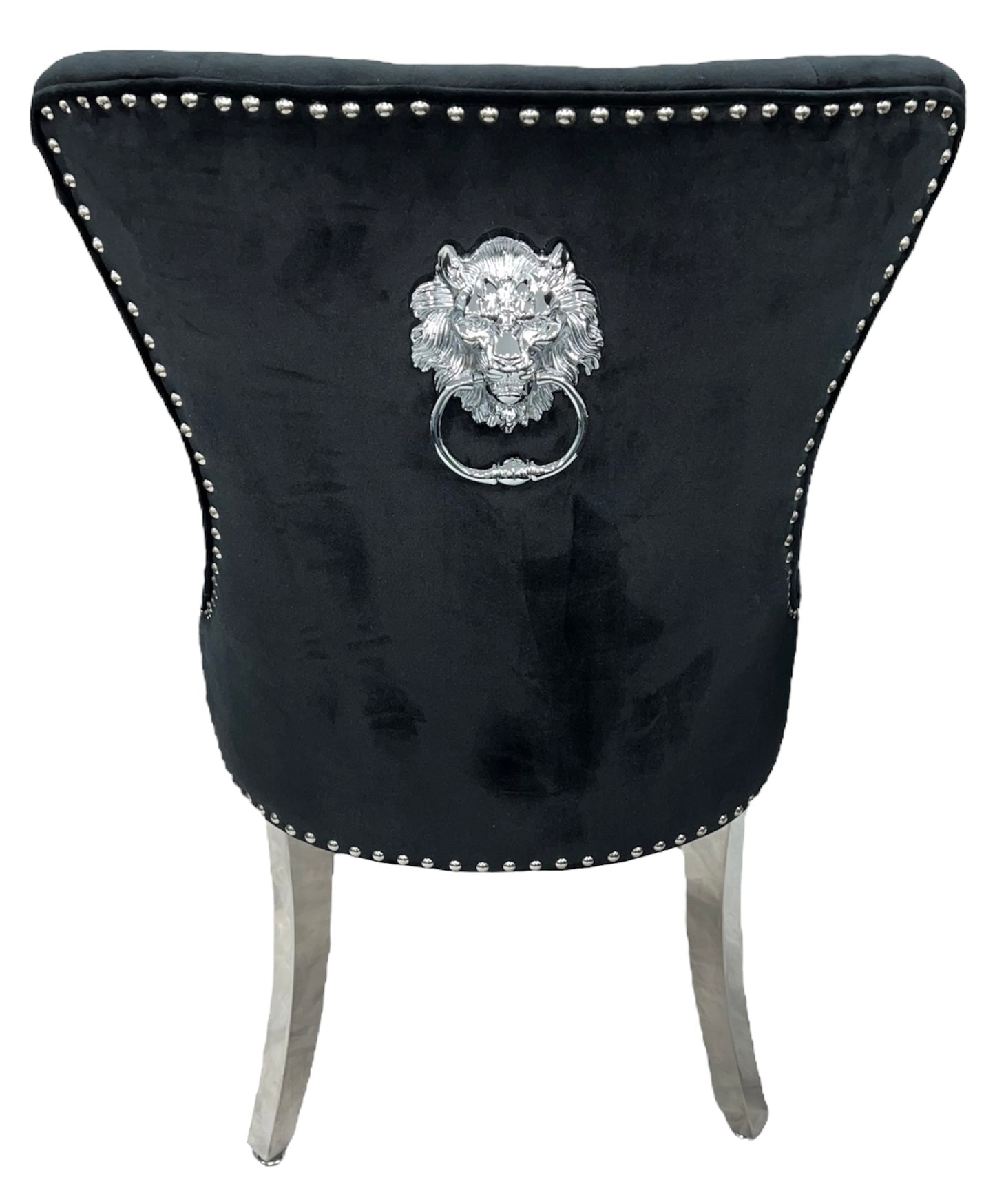 Chelsea 01 Black Chair (Lion Knocker/Chrome Legs)