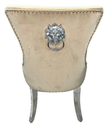 Chelsea 01 Cream Chair (Lion Knocker/Chrome Legs)