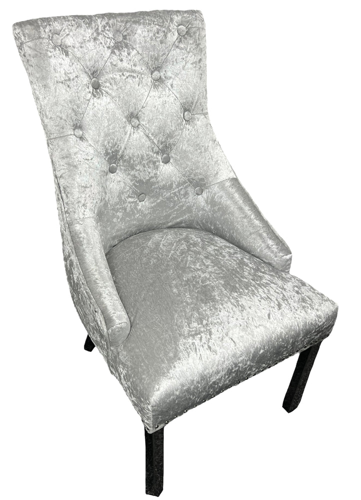 J1/Jessica Crushed Silver Chair (Ring Knocker/Chrome Legs)