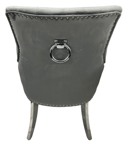 Jessica Dark Grey Chair (Ring Knocker/Chrome Legs)