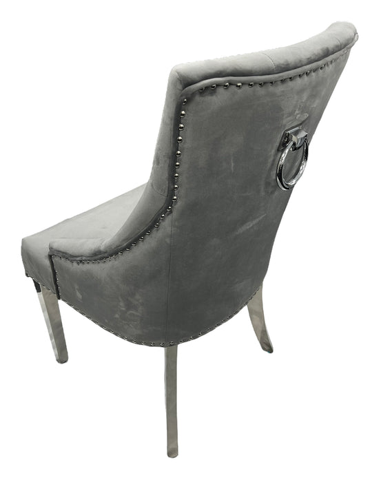 J1/Jessica Dark Grey Chair (Ring Knocker/Chrome Legs)
