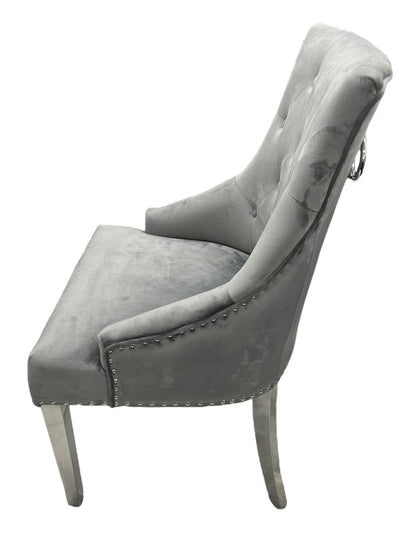 Jessica Dark Grey Chair (Ring Knocker/Chrome Legs)