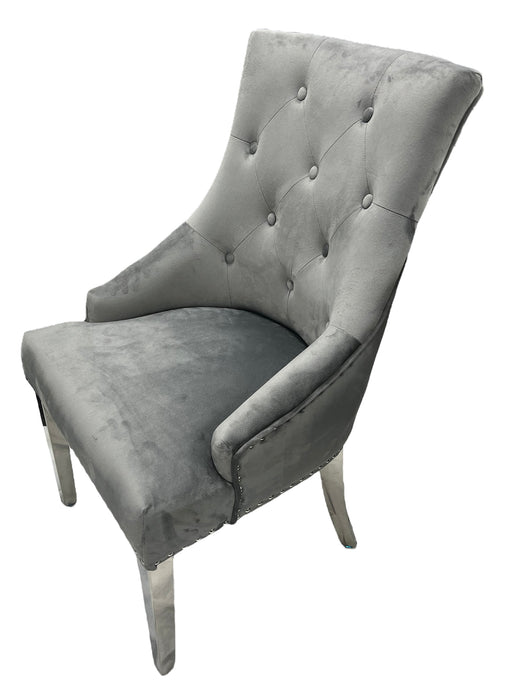 J1/Jessica Dark Grey Chair (Ring Knocker/Chrome Legs)