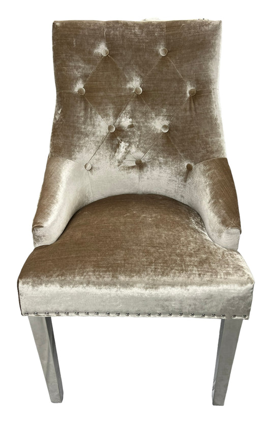 Jessica Mink Chair (Ring Knocker/Chrome Legs)
