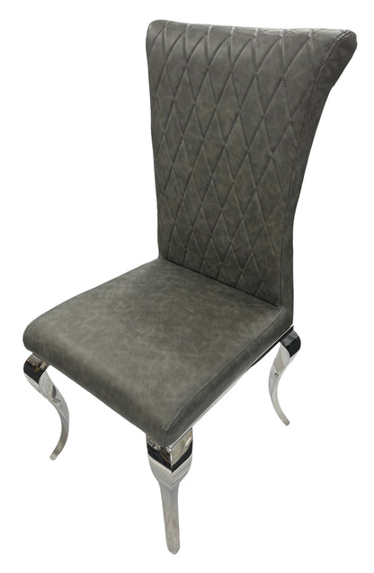 London PU Dark Grey Chair (Chrome Legs)