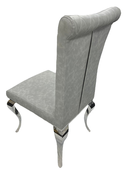 London PU Light Grey Chair (Chrome Legs)