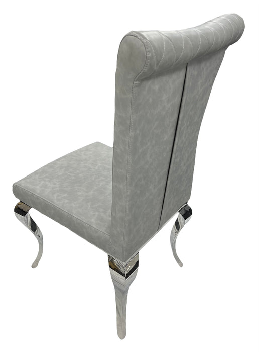 L3/London PU Light Grey Chair (Chrome Legs)