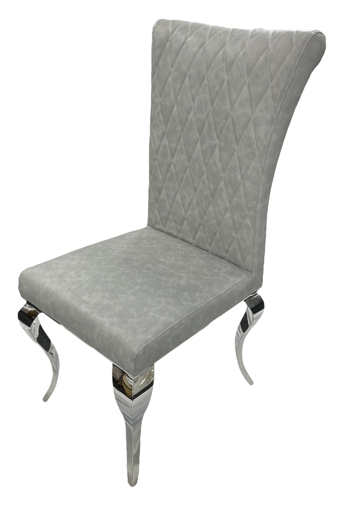 L3 London Pu Light Grey Chair Chrome Legs — Aws Trading Ltd