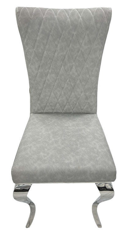 London PU Light Grey Chair (Chrome Legs)