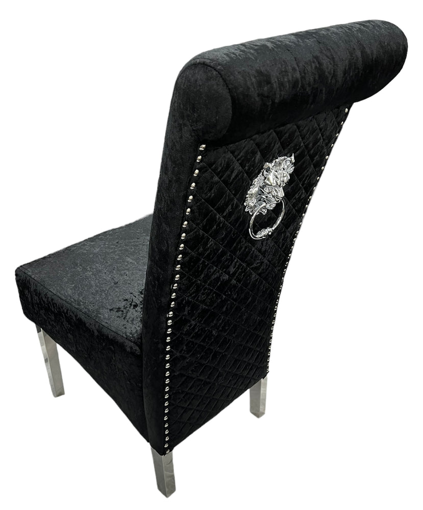 L2/Lucy 01 Crushed Black Chair (Lion Knocker/Chrome Legs)