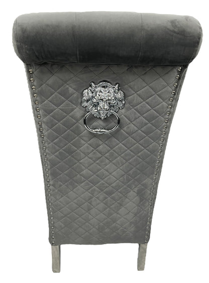 Lucy 01 Dark Grey Chair (Lion Knocker/Chrome Legs)