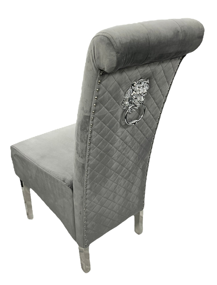 L2/Lucy 01 Dark Grey Chair (Lion Knocker/Chrome Legs)