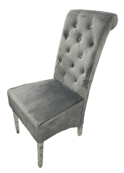 L2/Lucy 01 Dark Grey Chair (Lion Knocker/Chrome Legs)