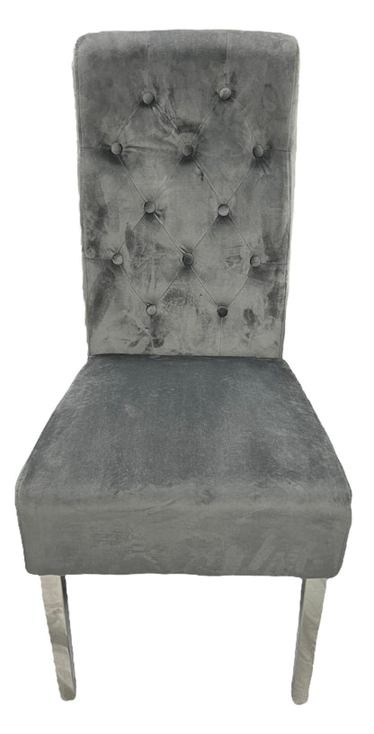 Lucy 01 Dark Grey Chair (Lion Knocker/Chrome Legs)