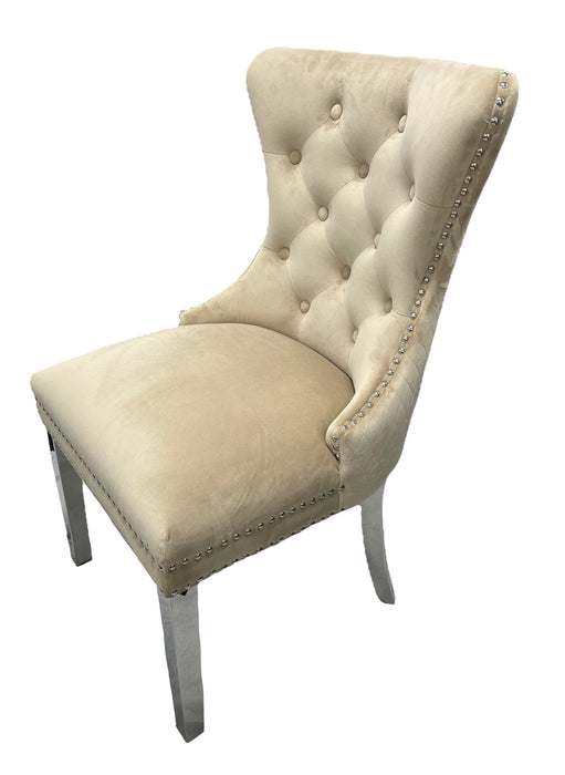 M1/Mayfair Cream Chair (Lion Knocker/Chrome Legs)