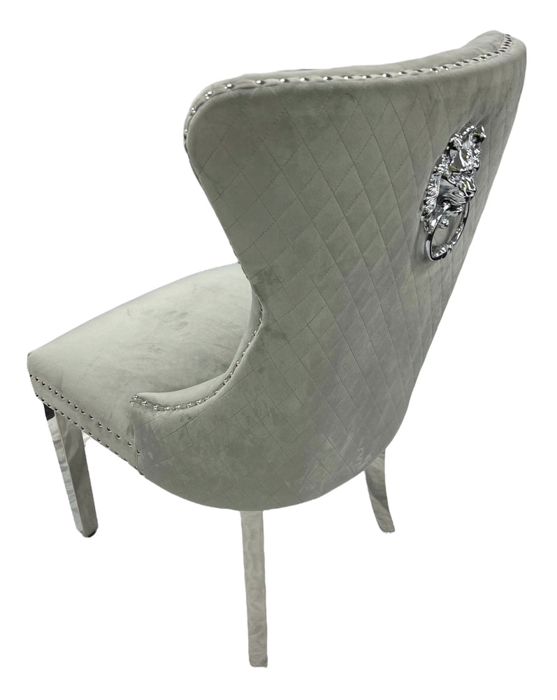 M1/Mayfair Light Grey Chair (Lion Knocker/Chrome Legs)